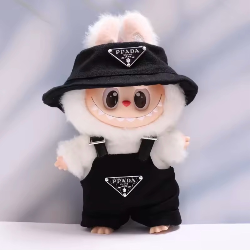Luxury Designer Labubu Outfit Bucket Hat and Overalls